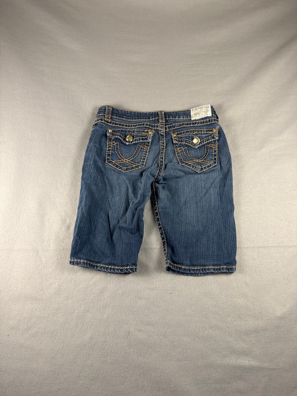 LA Idol USA Denim Shorts Womens 9 Blue Jean Bermuda Thick Stitch Y2K Flap Pocket